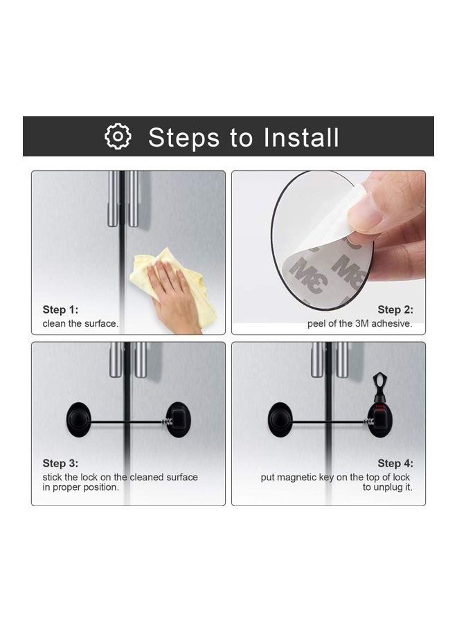 2-Piece Refrigerator Door Lock Black