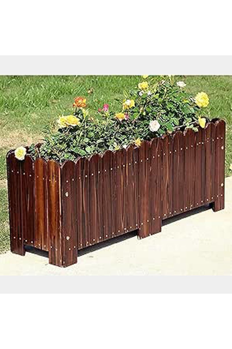 LINGWEI Wooden Flower Pot Garden Decoration Flower Pot Planting Box Wooden Planter Brown 80x25x20.5 - Image 2