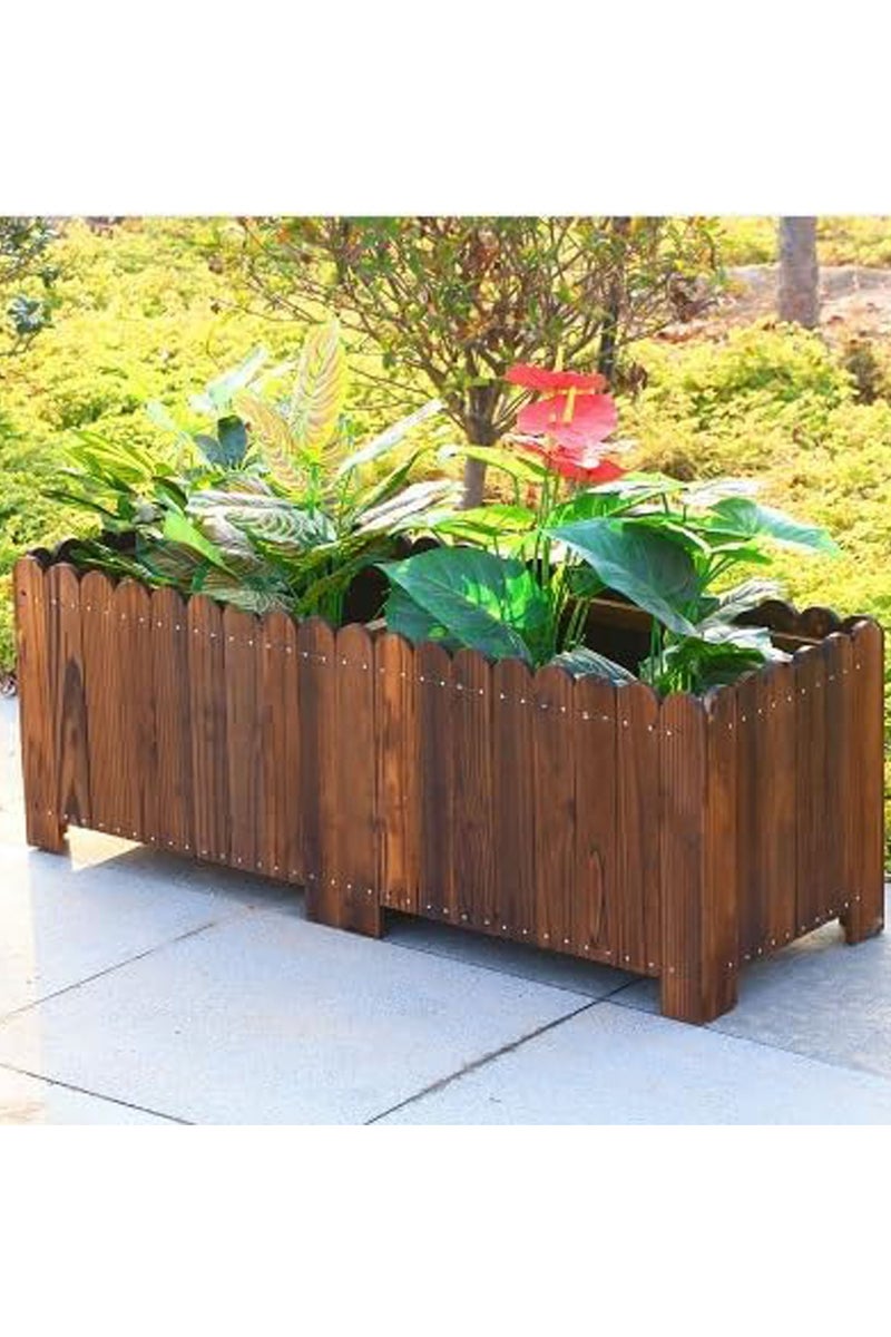 LINGWEI Wooden Flower Pot Garden Decoration Flower Pot Planting Box Wooden Planter Brown 80x25x20.5 - Image 3