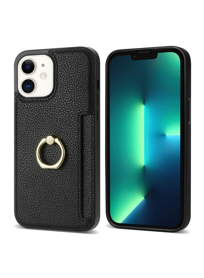 اس-توب جراب لهاتف iPhone 11 Ring Card Litchi Leather Back Case Phone Case - Image 2