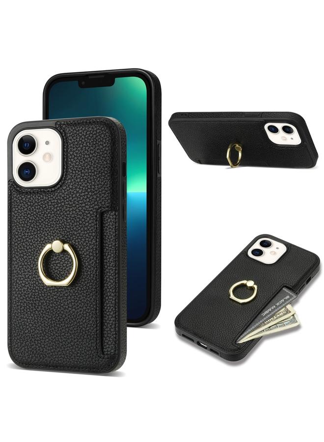 اس-توب جراب لهاتف iPhone 11 Ring Card Litchi Leather Back Case Phone Case - Image 1