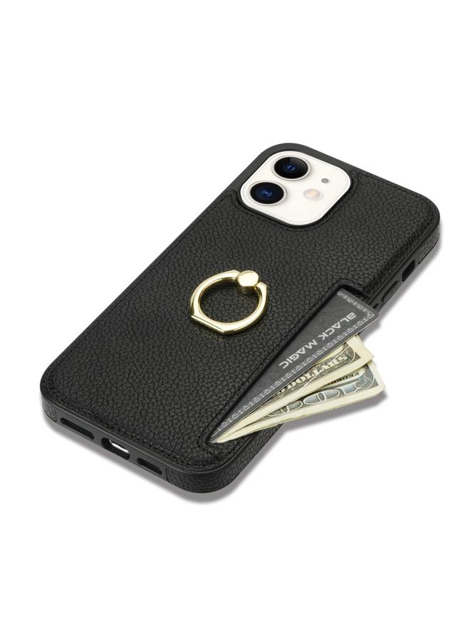 اس-توب جراب لهاتف iPhone 11 Ring Card Litchi Leather Back Case Phone Case - Image 3