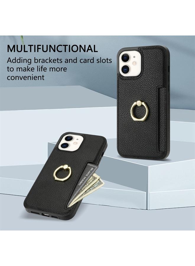 اس-توب جراب لهاتف iPhone 11 Ring Card Litchi Leather Back Case Phone Case - Image 5