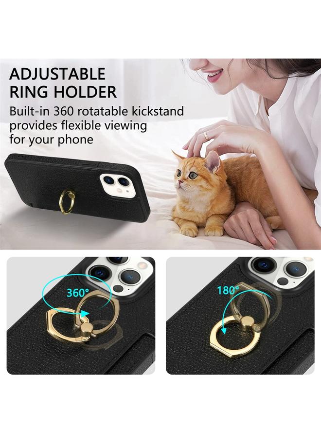 اس-توب جراب لهاتف iPhone 11 Ring Card Litchi Leather Back Case Phone Case - Image 4