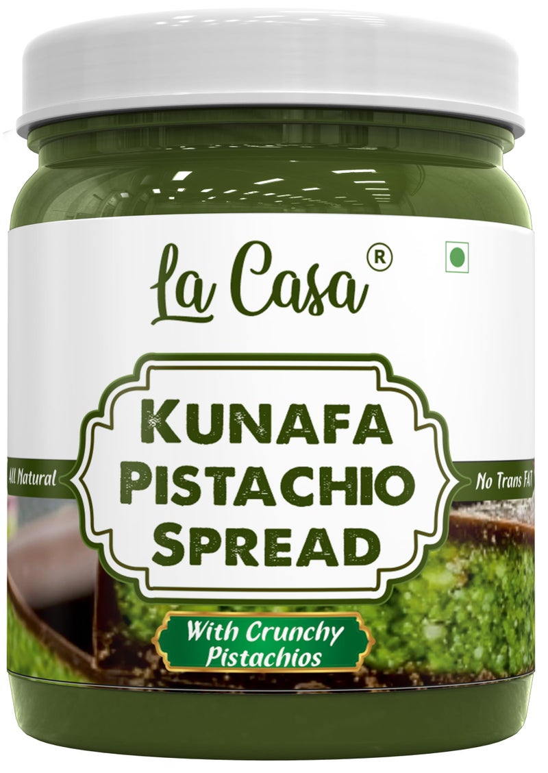 La Casa Kunafa Pistachio Spread - With Crunchy Pistachios | No Palm Oil & with 33% Pistachios | Made in India | 350g | - Image 1