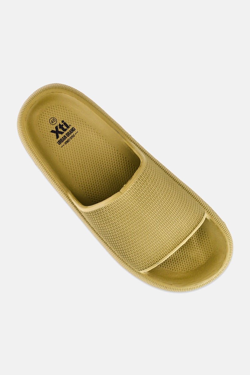 Xti Men Brand Logo Slip On Slides, Olive - Image 4