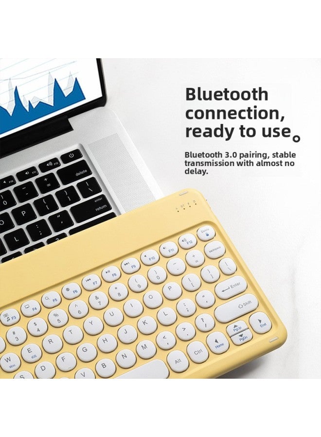 Bluetooth Keyboard For Ipad Mobile Phone Tablet Computer Notebook Wonderful Control Office Mute Round Key Cap Wireless Keyboard-Color:X3 Yellow-Product Type:Normal-single Keyboard - Image 3