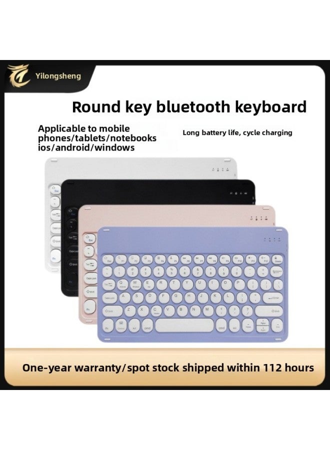 Bluetooth Keyboard For Ipad Mobile Phone Tablet Computer Notebook Wonderful Control Office Mute Round Key Cap Wireless Keyboard-Color:X3 Yellow-Product Type:Normal-single Keyboard - Image 2