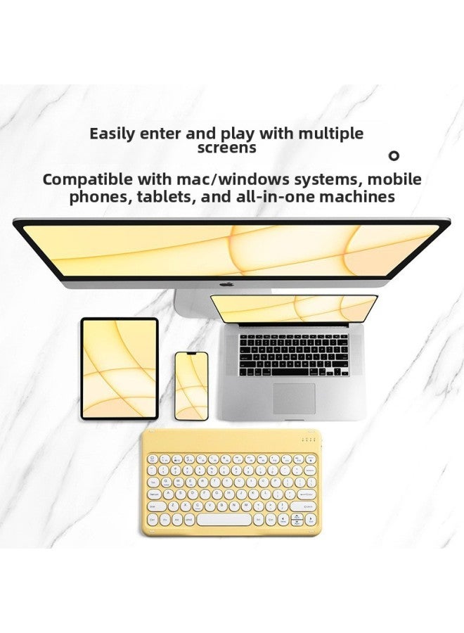 Bluetooth Keyboard For Ipad Mobile Phone Tablet Computer Notebook Wonderful Control Office Mute Round Key Cap Wireless Keyboard-Color:X3 Yellow-Product Type:Normal-single Keyboard - Image 4