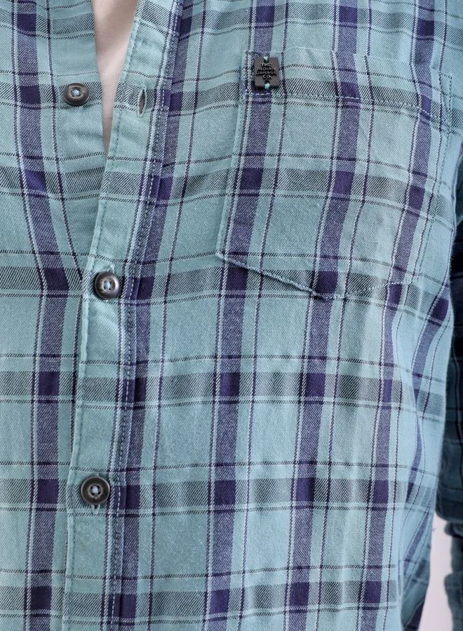 The Indian Garage Co Men Regular Fit Checkered Full Sleeves Cutaway Collar Casual Shirt