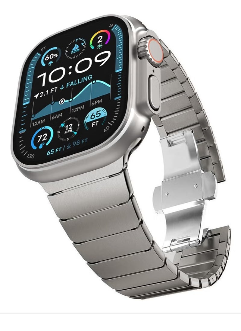 TIGER Stainless Steel Strap for iWatch 49mm, 46mm, 45mm, 44mm, 42mm – Premium Waterproof Titanium Replacement Band for Apple Watch Ultra 3, Ultra 2, Series 10, 9, 8, 7, SE, 6, 5, 4, 3, 2, 1 – Adjustable Sleek Metal Design for All Wrist Sizes  - Image 1