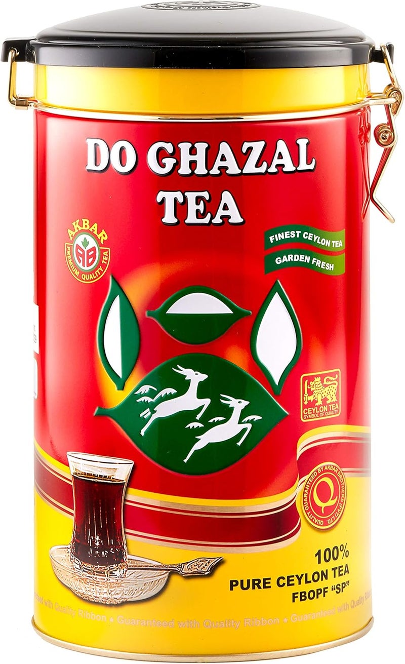 Do Ghazal Ceylon Black Tea 400 Gram Tin - Pure Ceylon Loose Tea in Metal Container - Image 1