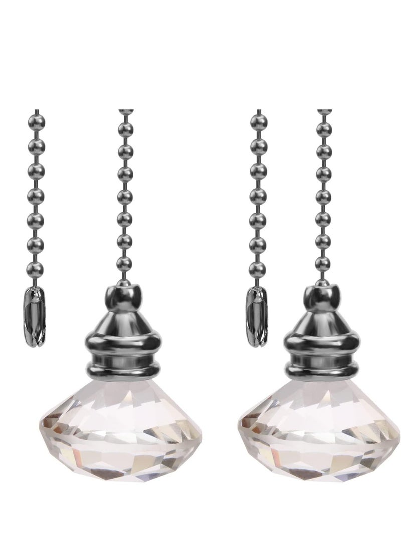 2pcs Ceiling Fan Pull Chains, Light Pull Chain Pull Cord Handle Chain Extension Beaded 30cm Crystal Diamond Pull Chain, for Bathroom Toilet Light, Ceiling Light Fan - Image 1