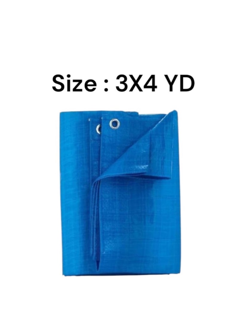 "PE Tarpaulin Sheet Blue – Waterproof, UV-Resistant, 3 x 4 Yards – Heavy Duty Tarp for Camping, Construction, Agriculture & Car Cover" - Image 1