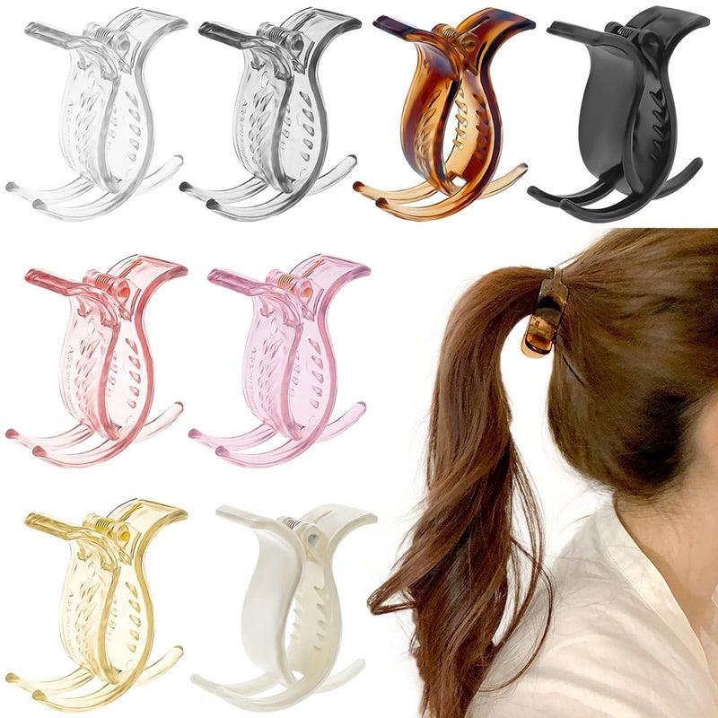 8 Pcs Glossy Colorful Ponytail Holders Claw Clips for Braiding Buns  Strong Hold French Barrettes and Fine Hair Jaw Clips Hair Accessories for Women