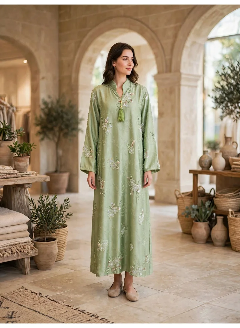 اكسا جلابية موسمية مزينة بتطريز ورود ثلاثية الأبعاد وشرّابات للنساء من إكسا IK2002