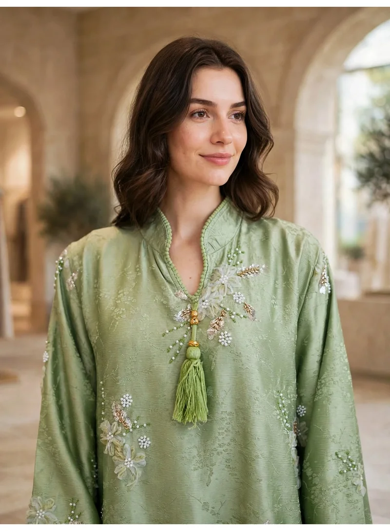 اكسا جلابية موسمية مزينة بتطريز ورود ثلاثية الأبعاد وشرّابات للنساء من إكسا IK2002