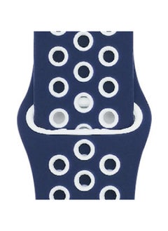 Suitable For Apple Two-color Silicone Nike Strap Nike Hole Apple Iwatch Breathable Sports Watch Strap-Color:13 Midnight Blue + White-Specifications:42/44/45/49mm-L