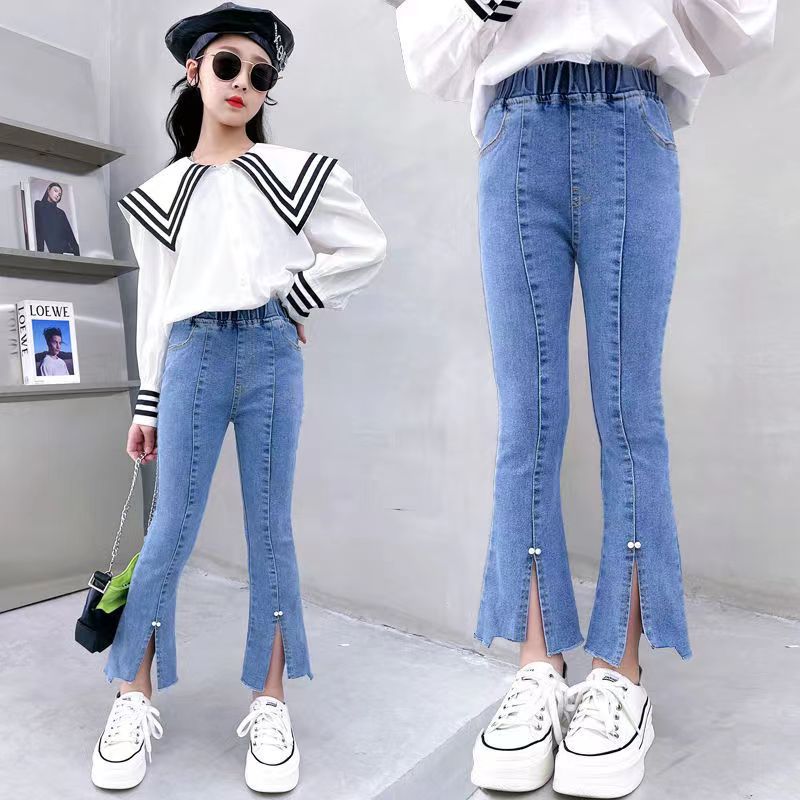 Children'S Jeans Manufacturers Large Children'S Stretch Denim Pants Girls Pants Foreign Style Girls Pants - Image 2