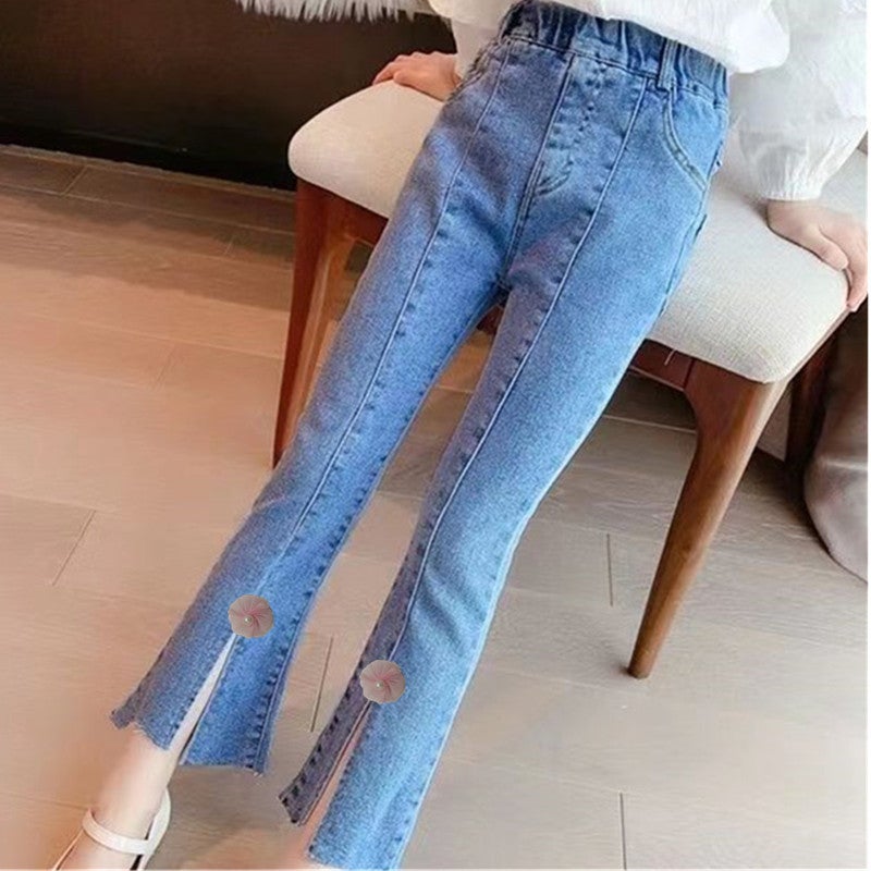 Children'S Jeans Manufacturers Large Children'S Stretch Denim Pants Girls Pants Foreign Style Girls Pants - Image 3