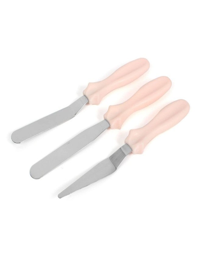 UBEF Baking Spatula Set Food Cream Spatula Easy to Clean Durable Stainless Steel Plastic for Cheesecake (Pink) - Image 1