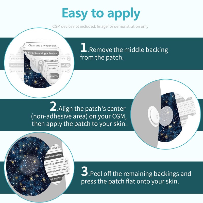Kooloba Adhesive Patches for Libre 3 Waterproof,Sensor Covers for Libre 3,Pre-Cut Backing with Easy-Peel Tab for 10-14 Days,Full Cover No Glue in Center, Astralora - Image 4