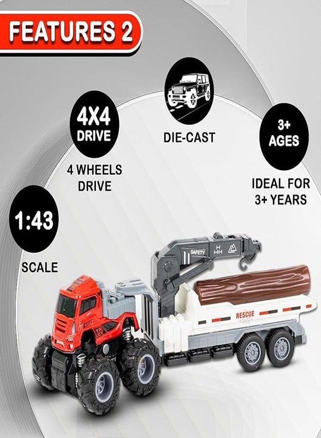 SHIPEASE Friction Powered Car Carrying Truck with Moveable Parts 1:43 Die Cast Metal Model Engine Toy 4WD City Transport Trailer Miniature Vehicle Toys for Kids Boys Girls (Multicolor) - Image 3