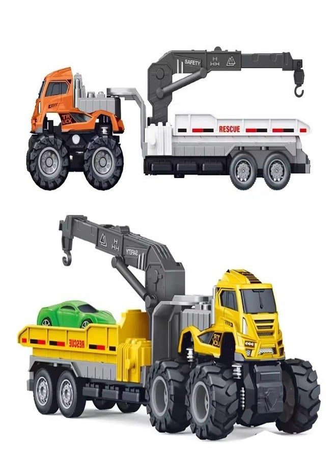 SHIPEASE Friction Powered Car Carrying Truck with Moveable Parts 1:43 Die Cast Metal Model Engine Toy 4WD City Transport Trailer Miniature Vehicle Toys for Kids Boys Girls (Multicolor) - Image 1
