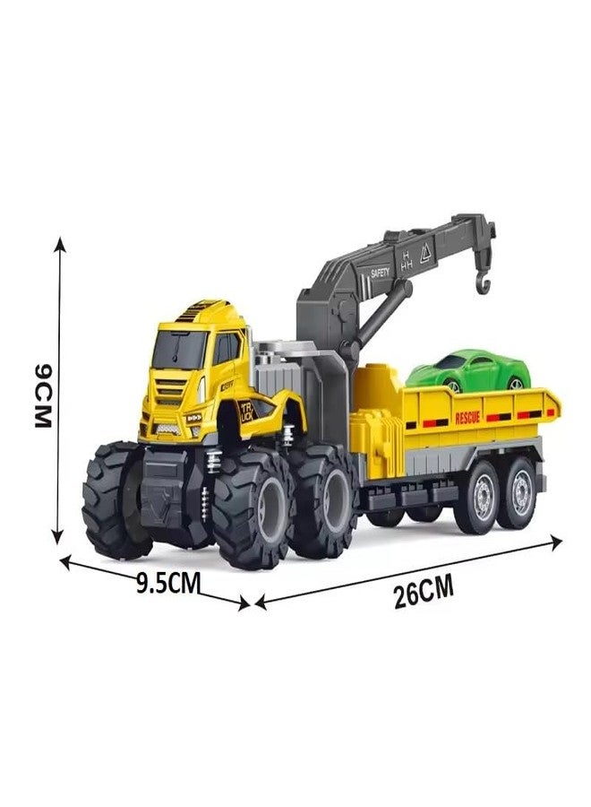 SHIPEASE Friction Powered Car Carrying Truck with Moveable Parts 1:43 Die Cast Metal Model Engine Toy 4WD City Transport Trailer Miniature Vehicle Toys for Kids Boys Girls (Multicolor) - Image 2