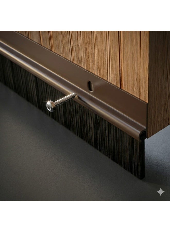 1M Door Draft Stopper Brush Seal Strip, Dust Guard Door Bottom Seal, Brush Weather Strip for Doors, Dust & Insect Blocker, Brown - Image 1