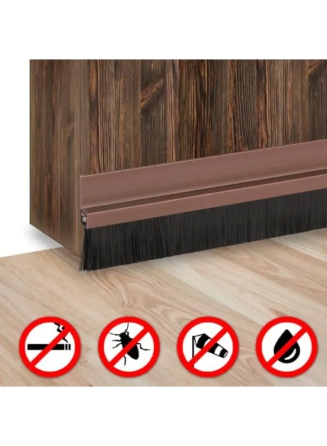 1M Door Draft Stopper Brush Seal Strip, Dust Guard Door Bottom Seal, Brush Weather Strip for Doors, Dust & Insect Blocker, Brown - Image 4