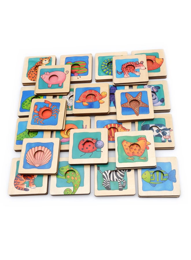 24 زوجًا من ألعاب مطابقة جلد فراء الحيوانات، ألعاب مونتيسوري في مرحلة الطفولة المبكرة للأطفال الوالدين والطفل، وسائل تعليمية تفاعلية لسطح المكتب، مطابقة للنمط - اللون: نمط الاقتران - Image 4