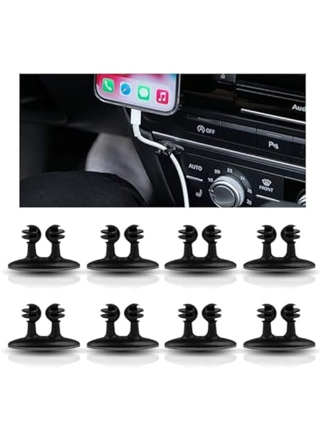 ماركة غير محددة 8 قطع مشابك حبال كابلات السيارة، حامل كابل USB للسيارة، قوية ودائمة، حامل حبل تثبيت سلك منظم، حامل إدارة أسلاك الكابلات (8)  - Image 1