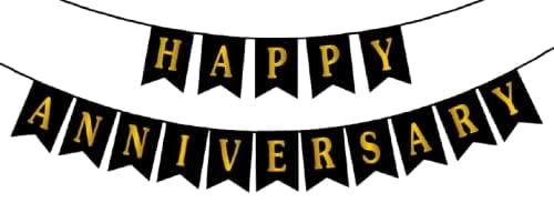 HK balloons Happy Anniversary Decoration Items - 34Pcs Kit Combo For Home Or Bedroom - Anniversary Banner, Metallic Rubber Golden Foil Curtains - Image 5