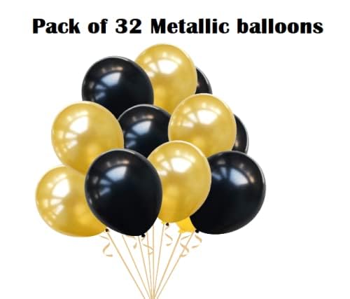 HK balloons Happy Anniversary Decoration Items - 34Pcs Kit Combo For Home Or Bedroom - Anniversary Banner, Metallic Rubber Golden Foil Curtains - Image 4