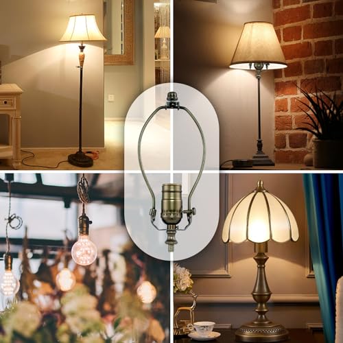 EMNOOTI Lamp Rewire Kit,Make a Lamp or Repair Kit,3-Way Lamp Socket with Matching Cord Lamp Harp Set,Lamp Wiring Kit for Table Floor Lamp,Essential Hardware for DIY Lamp Design or Repair (Antique Brass, 1) - Image 5