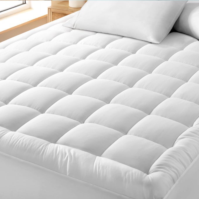 QUEEN MATTRESS TOPPER COTTON TOP PLUSH TOPPER FOR MATTRESS FITTED MATTRESS COVER COOLING BREATHABLE AIR FLOW 8 TO 21 DEEP POCKET SOFT MATTRESS PAD QUEEN WHITE