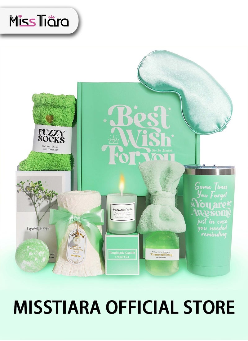 MissTiara Gift Basket for Women - Birthday Gift Box Get Well Soon Gift Set Contains 11 Inspirational Gifts Relaxing Spa Treatment Package for Women Bestie Friendship Female Friend Gift  - Image 1