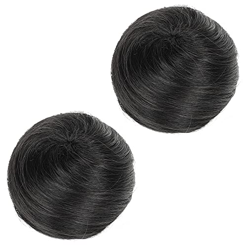 2 PCS Messy Bun Hair Piece Human Hair Messy Rose Bun Hair Buns Hair Piece for Women Real Hair Scrunchies Updo Hair Pieces Bun Extension Ponytail Messy Hair Bun Black