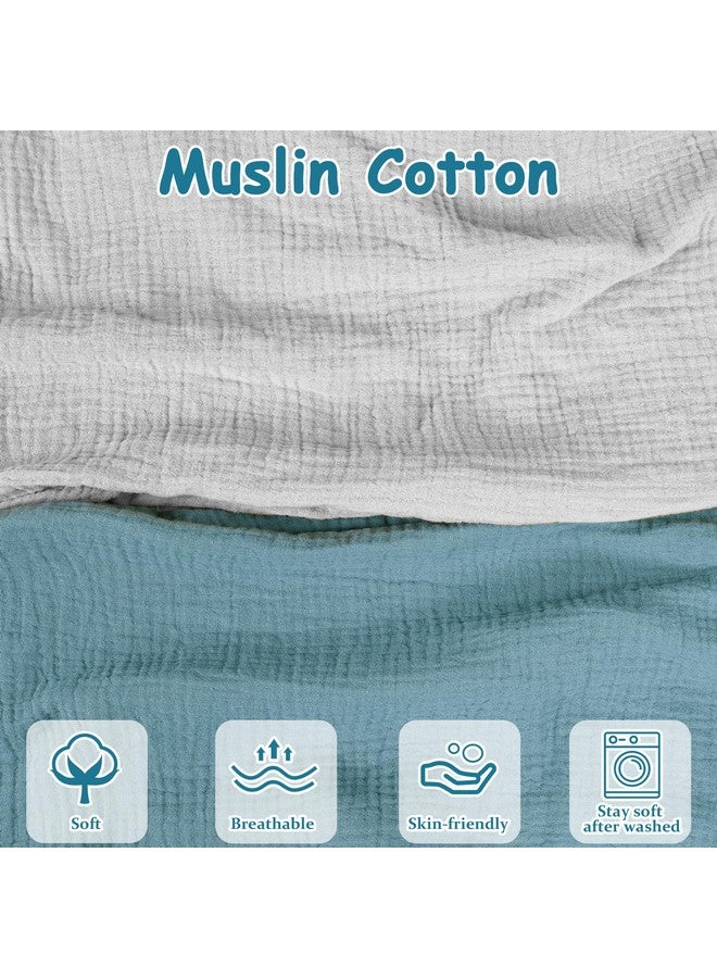 Hooyax أغطية وسادة الرضاعة من هوياكس مصنوعة من القماش القطني 2 عبوة، أغطية رضاعة ناعمة وقابلة للتنفس لوسائد الرضاعة، غطاء وسادة تغذية الرضع الجذاب للأولاد والبنات (أزرق رمادي) - Image 2