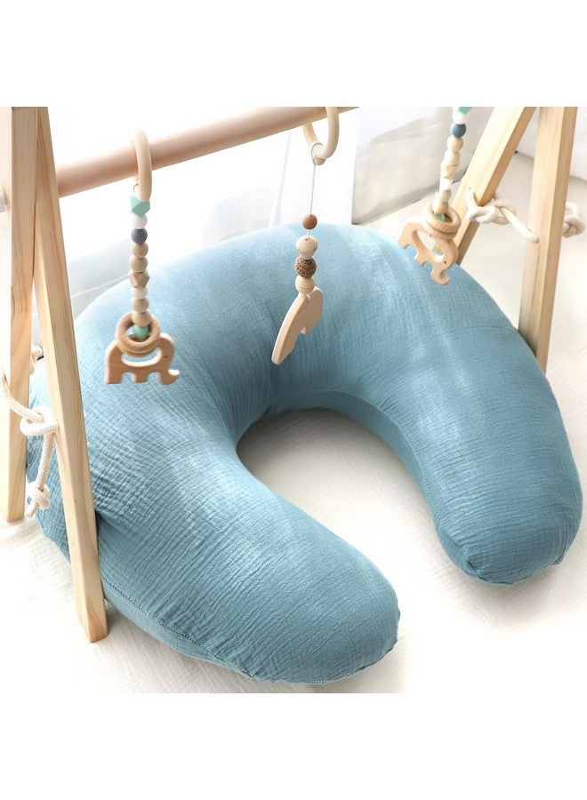 Hooyax أغطية وسادة الرضاعة من هوياكس مصنوعة من القماش القطني 2 عبوة، أغطية رضاعة ناعمة وقابلة للتنفس لوسائد الرضاعة، غطاء وسادة تغذية الرضع الجذاب للأولاد والبنات (أزرق رمادي) - Image 5