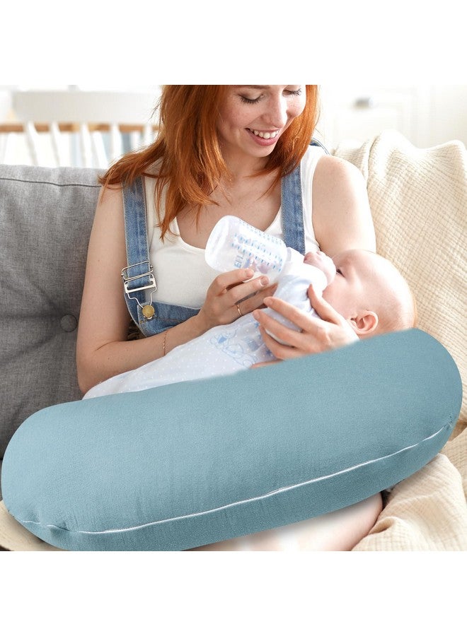 Hooyax أغطية وسادة الرضاعة من هوياكس مصنوعة من القماش القطني 2 عبوة، أغطية رضاعة ناعمة وقابلة للتنفس لوسائد الرضاعة، غطاء وسادة تغذية الرضع الجذاب للأولاد والبنات (أزرق رمادي) - Image 4