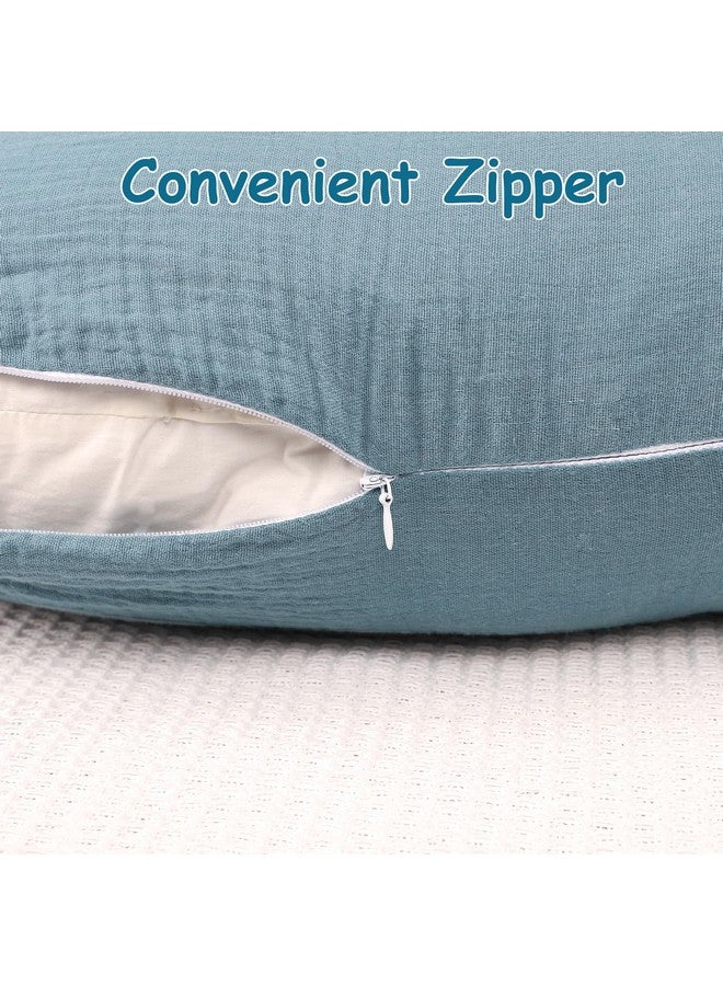 Hooyax أغطية وسادة الرضاعة من هوياكس مصنوعة من القماش القطني 2 عبوة، أغطية رضاعة ناعمة وقابلة للتنفس لوسائد الرضاعة، غطاء وسادة تغذية الرضع الجذاب للأولاد والبنات (أزرق رمادي) - Image 3