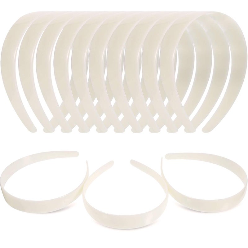 HESTYA White Plastic Headbands DIY 1 Inch Plain Blank No Teeth Hair Bands Plain Headbands for Women Halloween Christmas