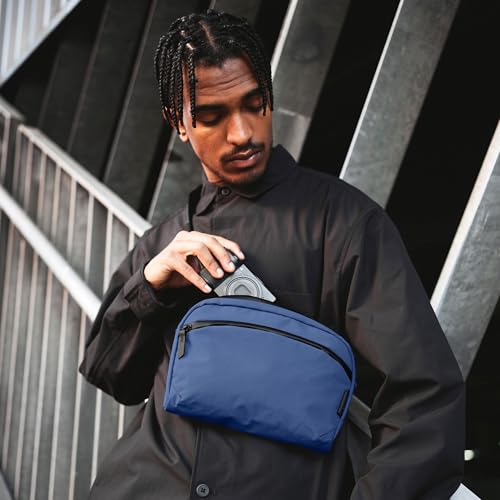 ALPAKA Flight Sling 2L- Crossbody Sling Bag For Men Travel Lightweight,Portable, Packable, with Quick Release Shoulder Strap and Magnetic Buckle - Integrated Key Leash - WeatherProof,Blue Axoflux 210D - Image 2