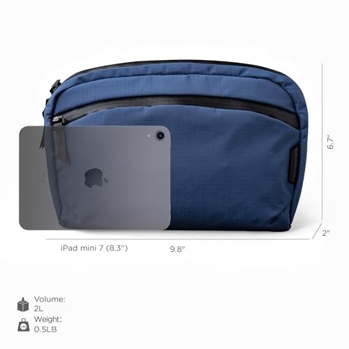 ALPAKA Flight Sling 2L- Crossbody Sling Bag For Men Travel Lightweight,Portable, Packable, with Quick Release Shoulder Strap and Magnetic Buckle - Integrated Key Leash - WeatherProof,Blue Axoflux 210D - Image 5
