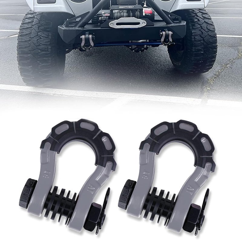 AMBULL Shackles Upgrade 3/4" D Ring Shackle (2 Pack) 70,000 lbs Break Strength with 7/8" Pin, Isolator and Washer Kits for Use with Tow Strap, Winch, Off-Road Truck Vehicle Recovery, Grey - Image 1