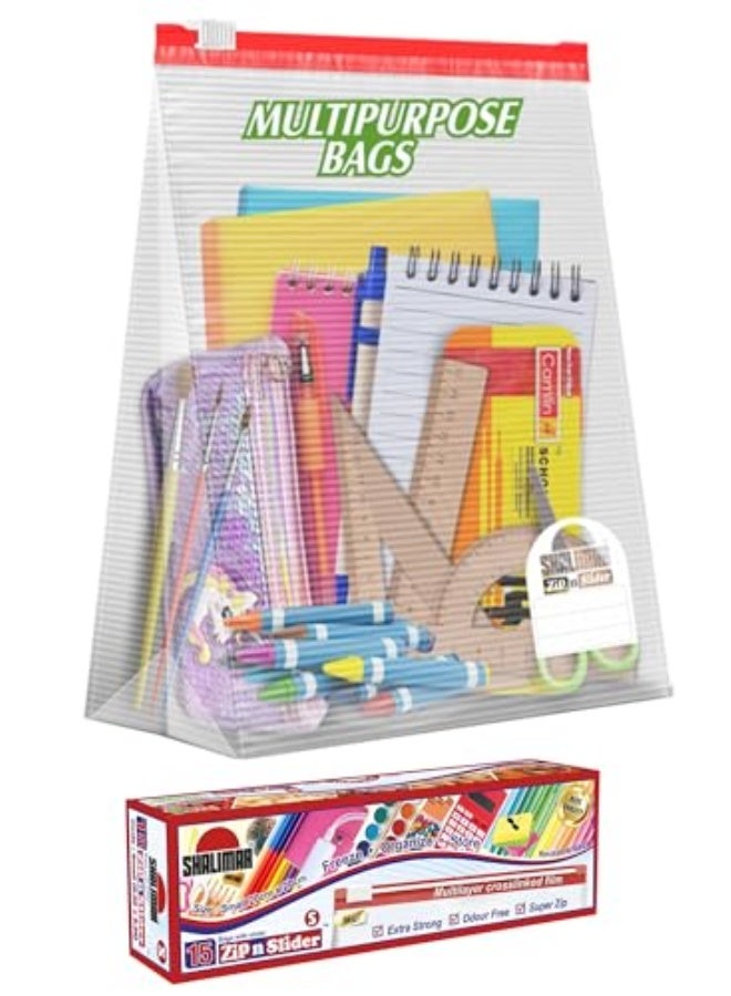 Shalimar Zip Lock Reusable Slider Bag – Small Size  – Pack of 3 (45 Bags) – Vegetable Bag/Freeze Bag/Multi-Purpose Storage Bag – Natural Color - Image 3