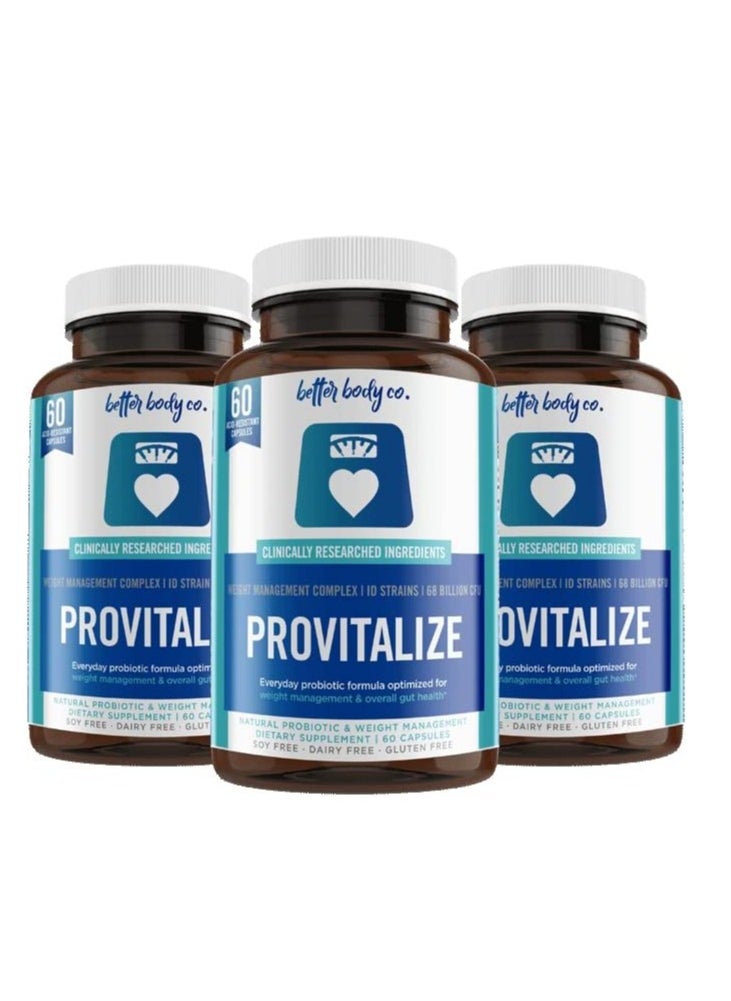 better body co. بروبيوتيك طبيعي أصلي من Provitalize لعلاج الهبات الساخنة والتعرق الليلي وانخفاض الطاقة وتقلبات المزاج وصحة الأمعاء. تركيبة بروبيوتيك فريدة من نوعها - عبوة من 3 قطع 