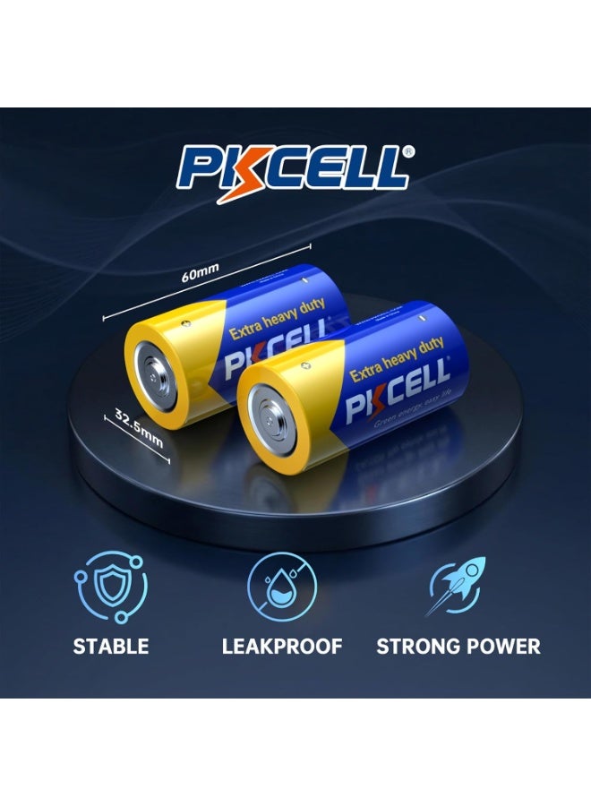 PKCELL 12 Pack D Batteries, R20P 1.5V D Size Non-Rechargeable Batteries, Long-Lasting Power Super Heavy Duty Battery for Flashlights, Remotes, Clocks, Game Controllers, Shavers - Image 5